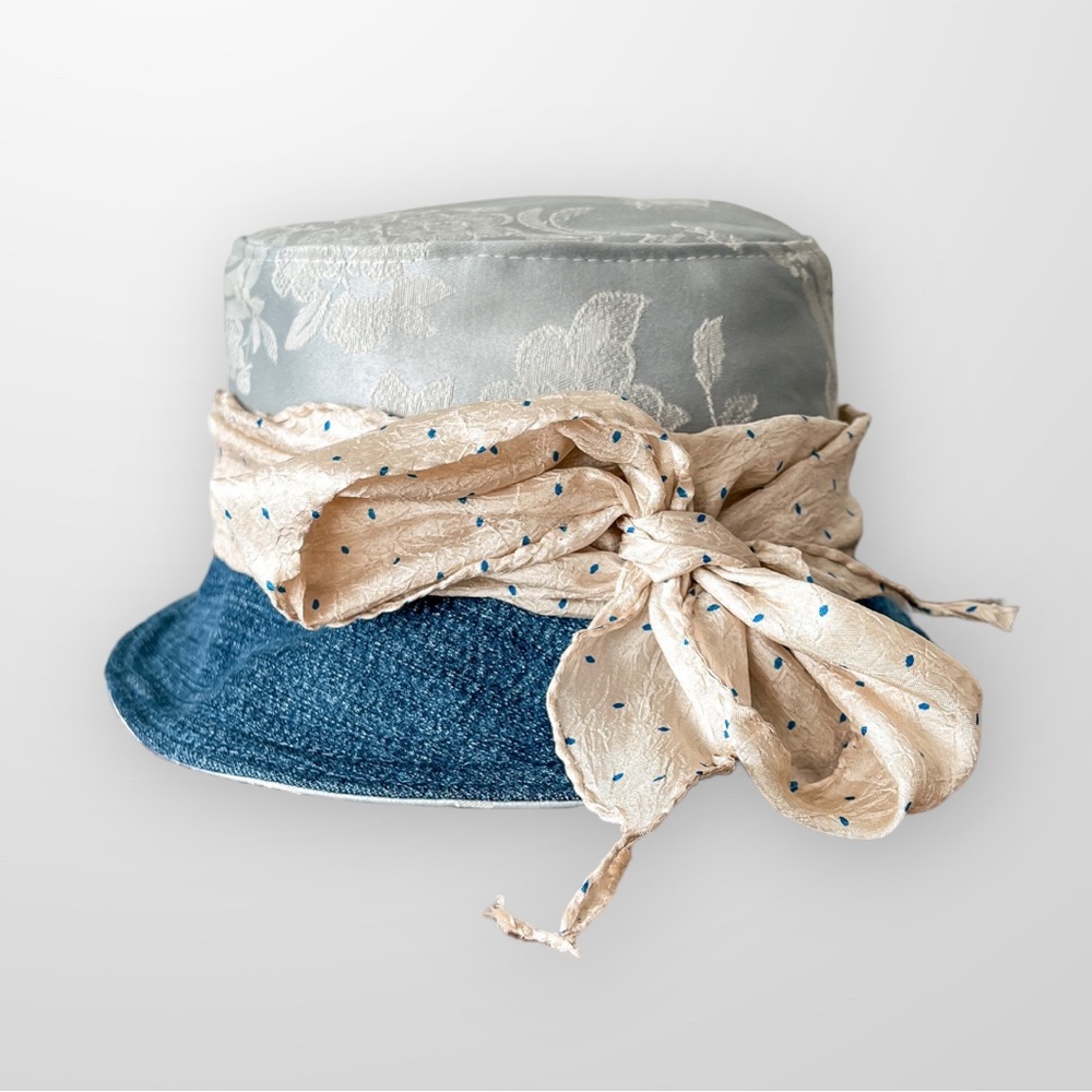 ♻️ Upcycle Hat Women’s Spring Hats with Hair Scarf Eco Friendly Sustaina…